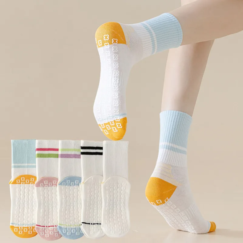 Grip Sock Yoga - 2 ペアノンスリップグリップソックススリッパ屋内夏シリコーン滑り止めヨガ通気性女性ミッドカーフジムルームスライディング 8W92