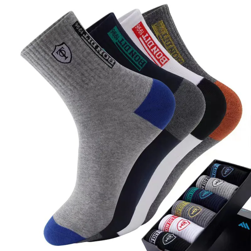 Cotton Crew Sock Pack - メンズ5/10足組プレミアムサーマルクルーソックス ソフトで暖かいカラーブロック 快適な伸縮性 ランニング、スポーツ、普段使いに