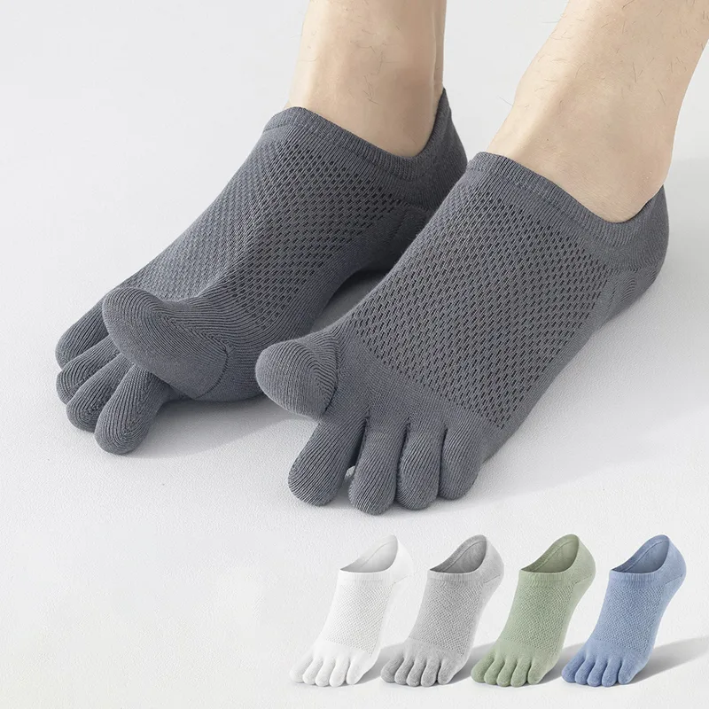 Toe Sock Split - 2026年新作 超通気性メッシュ五本指ソックス メンズ シームレスシリコン滑り止めヒールトゥソックス カジュアル男性用分割つま先ソックス