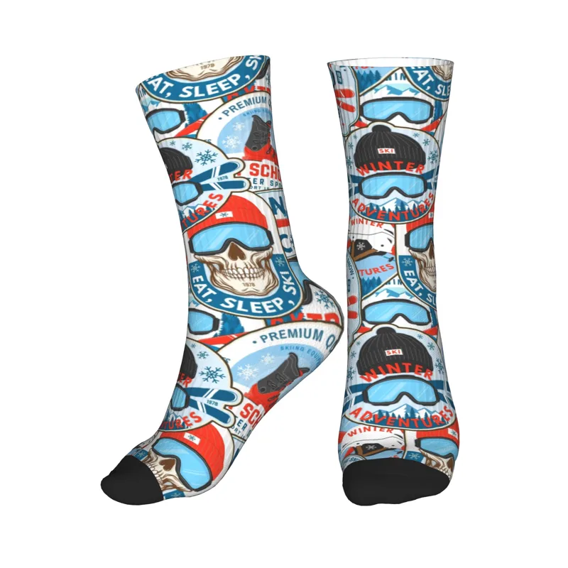 Dress Sock Men - ヴィンテージレッドブルースキークラブシームレスプリントドレスソックス男性女性暖かいファッションクルーソックス