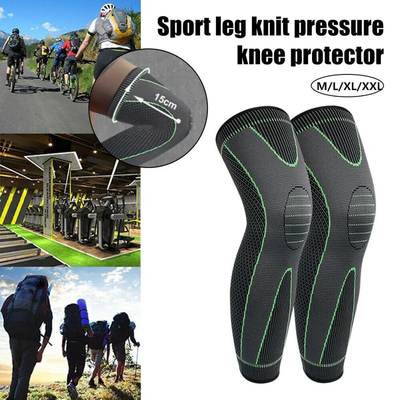 Compression Sleeve Calf - 膝サポートブレース圧縮、長いフルレッグスリーブ、関節炎ランニングジムスポーツパッド