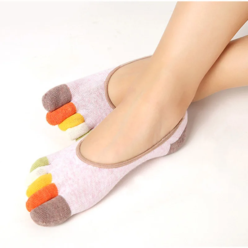 Invisibility Sock Loafer - 女性用・女の子用 見えないつま先ソックス 春夏 ローカット カラフルなコットンローファーボートソックス おしゃれな五本指ノーショーソックススリッパ