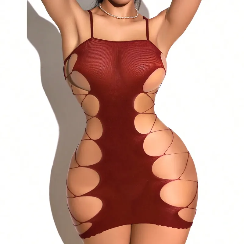 Fishnet Stocking Women - 新しいファッションレディースボディストッキング Tinghs ランジェリーフィッシュネットドレスメッシュベビードールカットアウトボディスーツシュミーズエキゾチックアパレルコスチューム