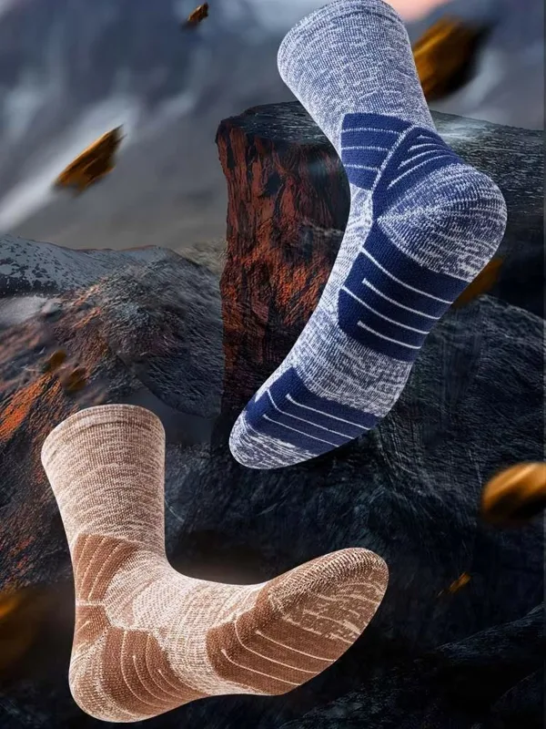 Wool Hiking Sock - 50% メリノウール靴下暖かいハイキングクッションクルーソックス男性女性用通気性スポーツソックス吸湿発散性ユーロサイズ