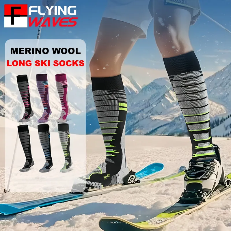 Thermal Sock Winter - メリノウールスキーソックス寒い天候用ソックス男性女性用スノーボード雪狩猟冬用サーマルニーハイ暖かい靴下
