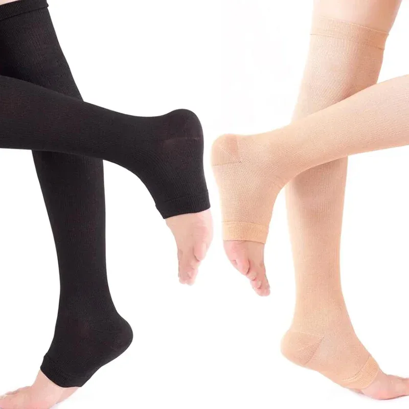 Compression Sleeve Calf - 1組の足首から膝までの圧縮ソックス、静脈瘤用、弾性ふくらはぎ保護サポートストッキング、循環促進用