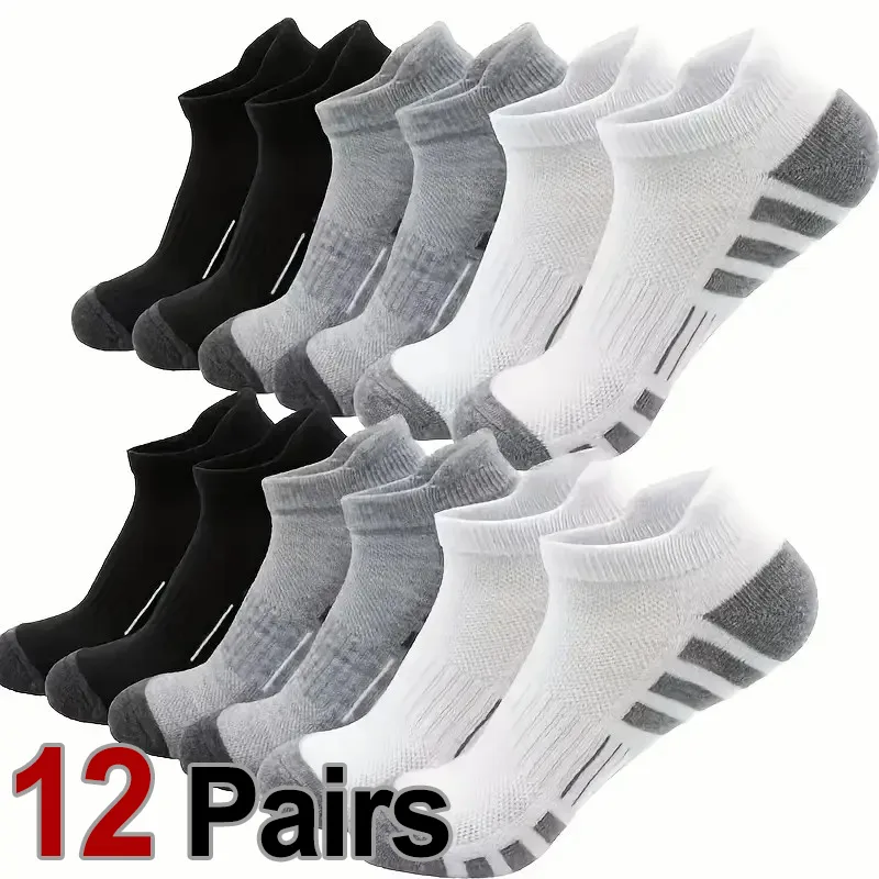 Ankle Brace Sock - 12 ペア男性通気性スポーツアンクルソックスアーチサポートデザインオールシーズン快適で耐久性のあるランニングフィットネスカジュアルソックス