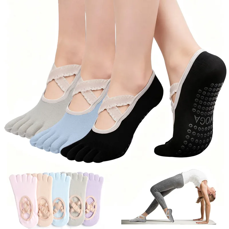 Grip Sock Yoga - レディースノンスリップピラティスソックス女性レース包帯ヨガソックススポーツフィットネス通気性バレエダンスソックスピラティススタジオ用