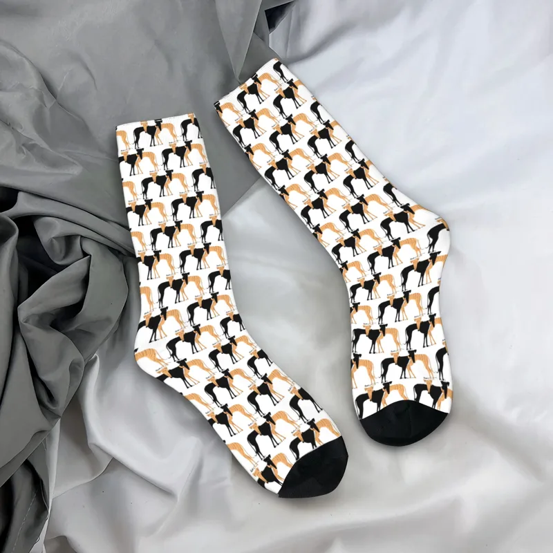 Dress Sock Men - カスタムかわいいメンズグレイハウンド犬ドレスソックスユニセックス暖かい通気性のある3Dプリントヘッドレストブリンドルハウンドクルーソックス