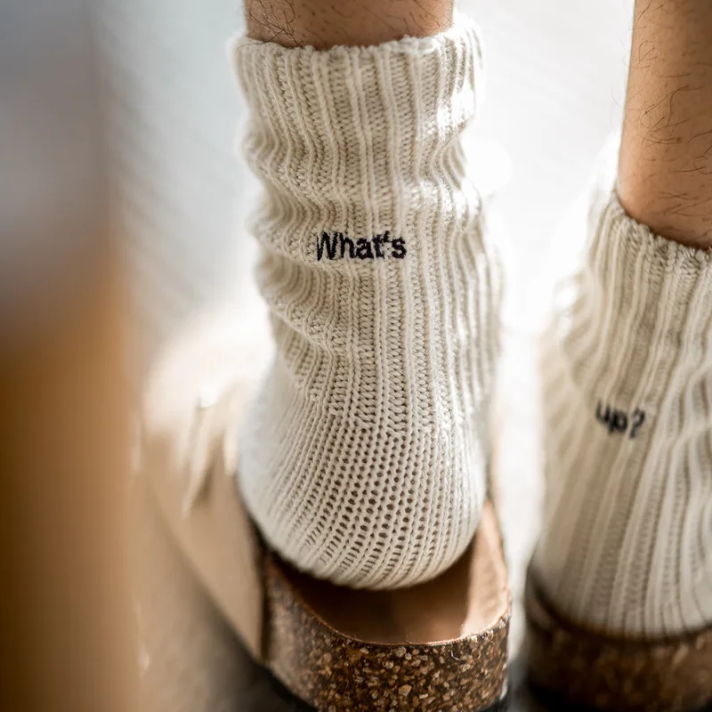 Cotton Crew Sock Pack - Maden 3 パック ペア ヴィンテージ 粗ステッチ