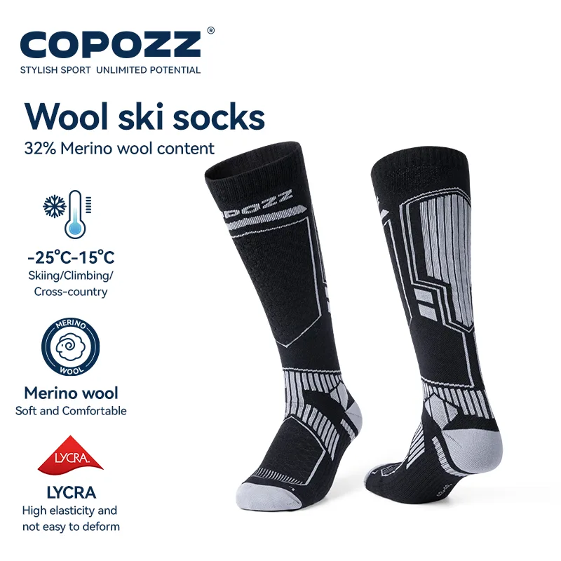 Thermal Sock Winter - COPOZZ メリノウール冬スキーソックス男性女性サーマルニーハイスキーソックス暖かい厚みのあるスノーボードサッカーソックス大人女性