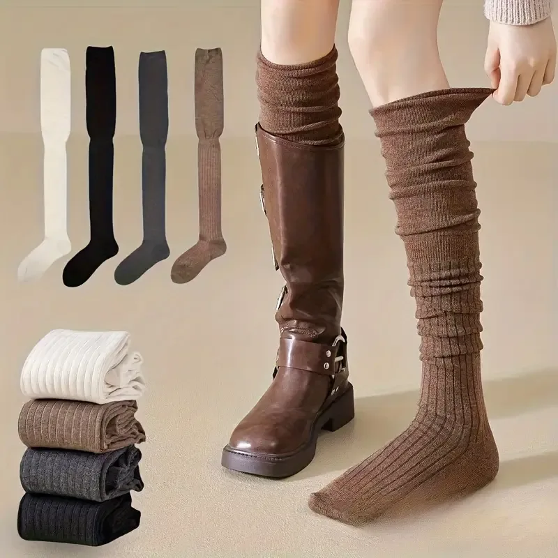 Boot Sock Slouchy - 1-10 ペアの女性の膝上ソックスだらしないブーツソックスノンスリップスリムフィットロングストッキング秋冬ファッション
