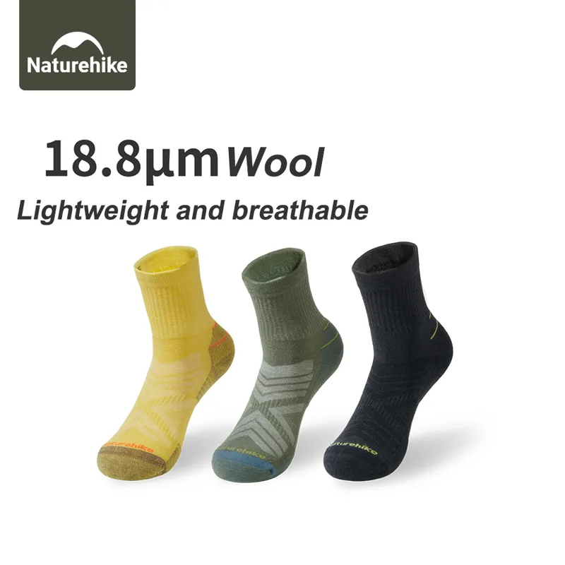 Wool Hiking Sock - Naturehike スポーツソックス男性用ソックスランニング女性用ソックスウール衝撃吸収ハイキングミッドカーフソックスポータブル快適通気性