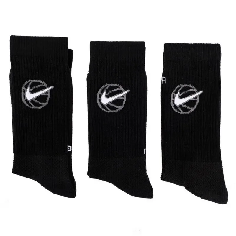 Cotton Crew Sock Pack - ナイキ ユニセックス ソフトで通気性のあるスポーツソックス：スタイリッシュ、快適、滑り止め、耐久性があります。 3 パック エブリデイ