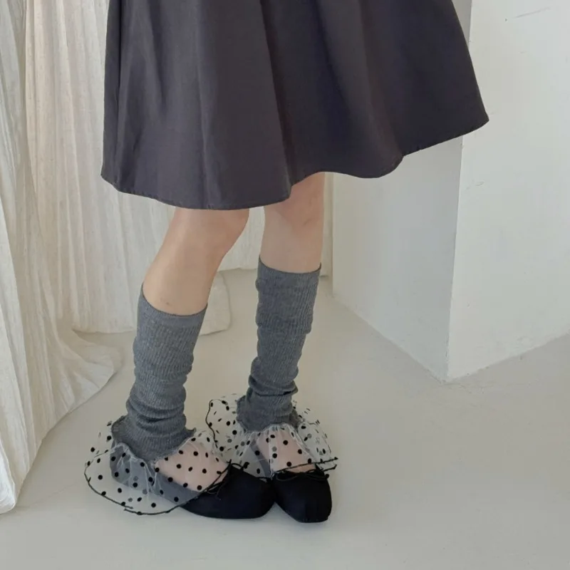 Boot Sock Slouchy - シンプルスタイルのレッグウォーマー、女の子用薄手カラーブロック水玉模様ブーツソックス、和風ルーズレッグスリーブ、女性用脚シェイパー