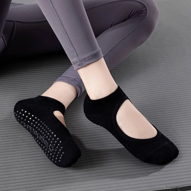 Grip Sock Yoga - 女性用ノンスリップヨガソックス – オープントップグリップソックス、通気性のあるバレエスタイル、滑り止めピラティスバレ春夏用