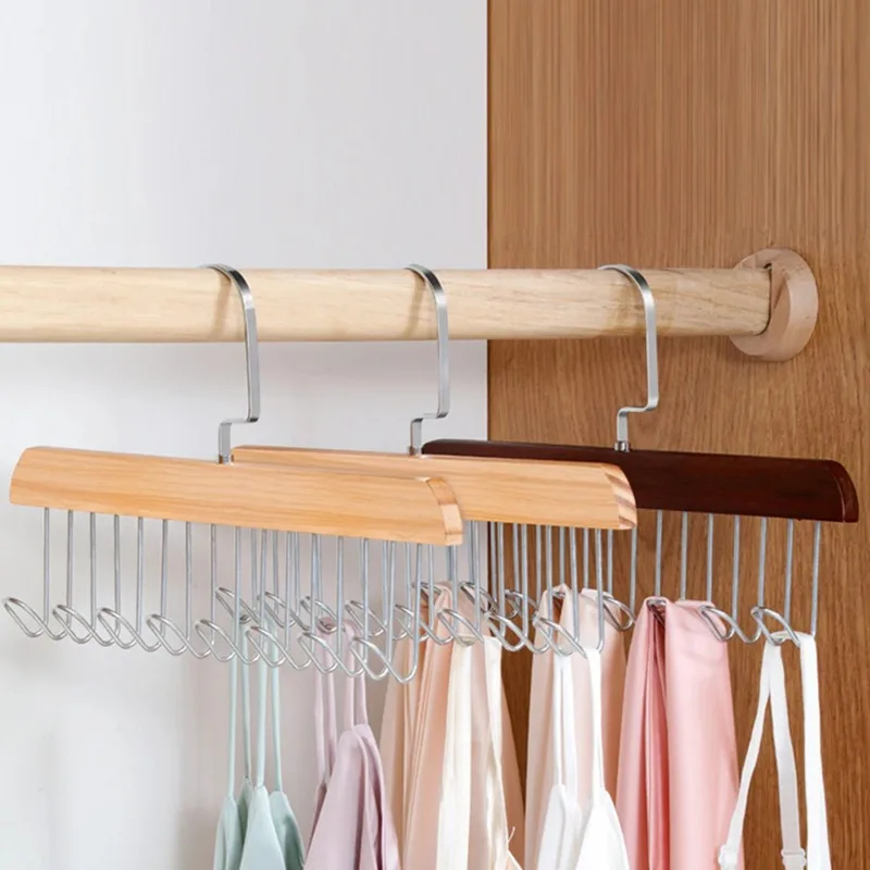 Sock Organizer Tray - 無垢材 8 フックハンガー多機能下着スリングベルトベストスカーフ靴下フック寝室収納フック