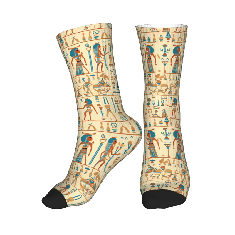 Dress Sock Men - エジプトの神々とシンボル柄のドレスソックス メンズ レディース 暖かい 面白い ノベルティ