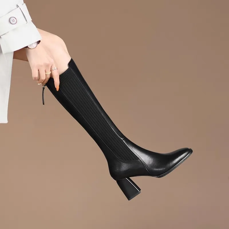 Knee High Sock Women - ニーハイソックスブーツ レディース 冬 セクシーブーツ 新作 ロングシューズ