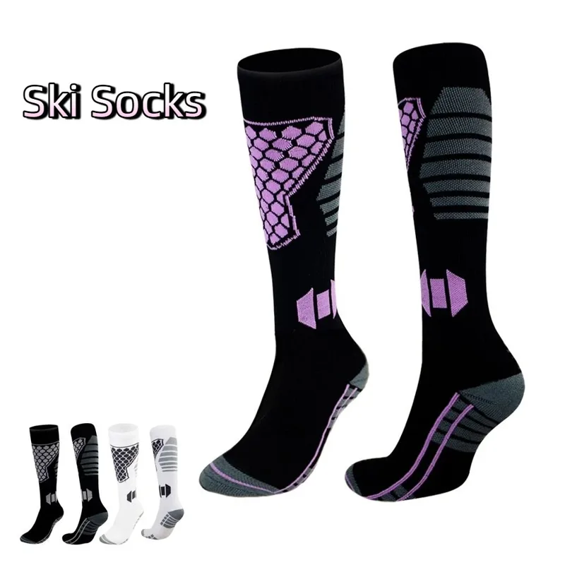 Thermal Sock Winter - 新しい厚手のスキーソックス、通気性のあるサーマルコンプレッションソックス、吸湿性、滑り止め、ニーハイソックス、ウィンタースポーツ用