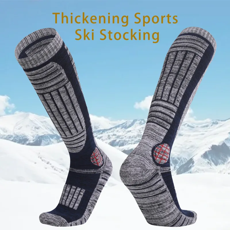 Thermal Sock Winter - 男性と女性のためのサーマルコットンスキーソックス、伸縮性のあるスポーツソックス、スノーボード、サイクリング、大人のスキー、暖かい脚、冬、1ペア