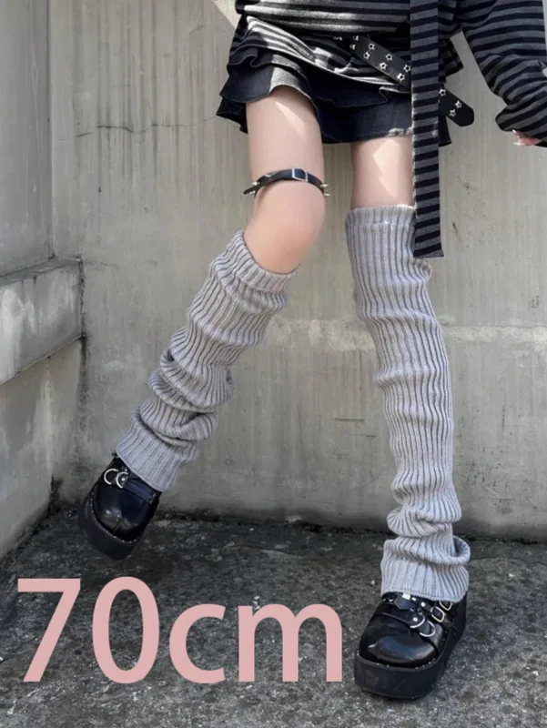Boot Sock Slouchy - 2 個 70 センチメートル拡張レッグウォーマー女性ロリータ JK カレッジスタイルリブニットソックス秋冬オーバーザニーロングブーツカフスゆったりとしたフットレスソックスグレー