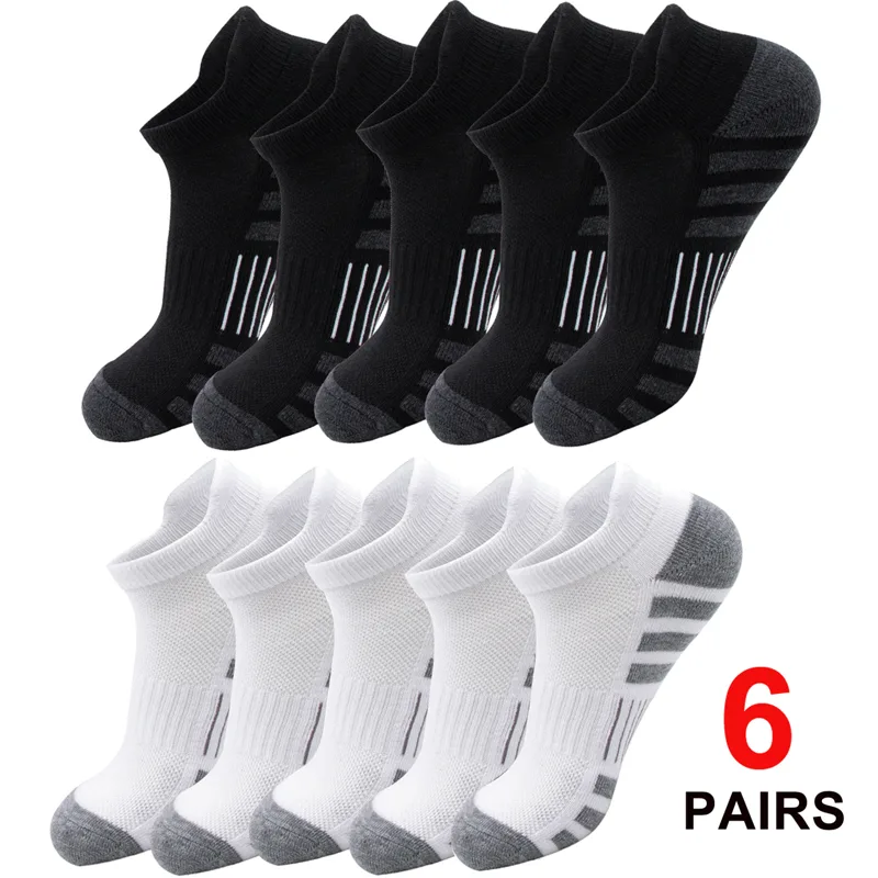 Athletic Sock Cushion - 6/24足組 クッション性のある通気性のあるアンクル丈アスレチックランニングソックス ローカットスポーツタブ付き 男女兼用