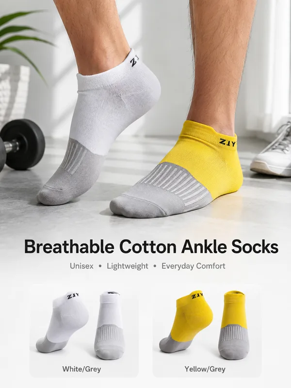 Ankle Sock Low Cut - 1/4/6 ペアメンズカラーブロックアンクルソックス通気性コームコットンクッション付きローカットスポーツランニングノンスリップ吸湿発散性ギフト