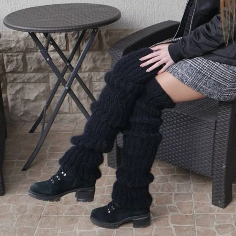 Boot Sock Slouchy - レッグウォーマー,ニット,無地,エクストラロング,ハイブーツ,刺ou, 伸縮性,直送
