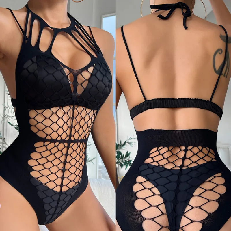 Fishnet Stocking Women - 伸縮性の高いワンピースの女性用ジャンプスーツ,セクシーな網タイツ,官能的な透明タイツ,ランジェリー,ポルノ下着