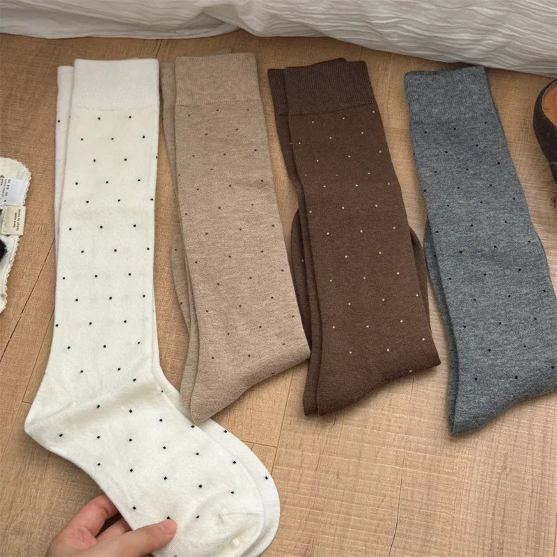 Silk Sock Bamboo - Sp & city-女性用水玉シルクウールソックス,柔らかくてかわいい,ふくらはぎの通気性,快適さ,骨なし,韓国,大学,冬