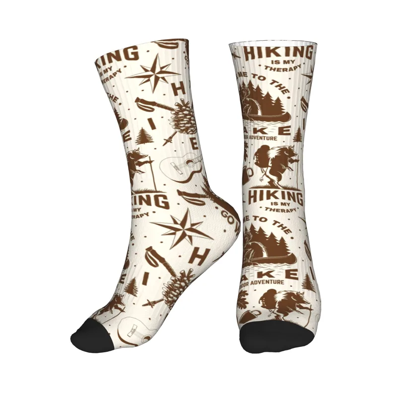 Dress Sock Men - ノベルティメンズヴィンテージレイクハイキング野生動物シームレスプリントドレスソックスユニセックス暖かい通気性のある3Dプリントクルーソックス