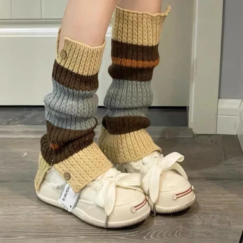 Boot Sock Slouchy - 新しい ​ Y2K ニットレッグウォーマー ヴィンテージカラーブロック スタックソックス