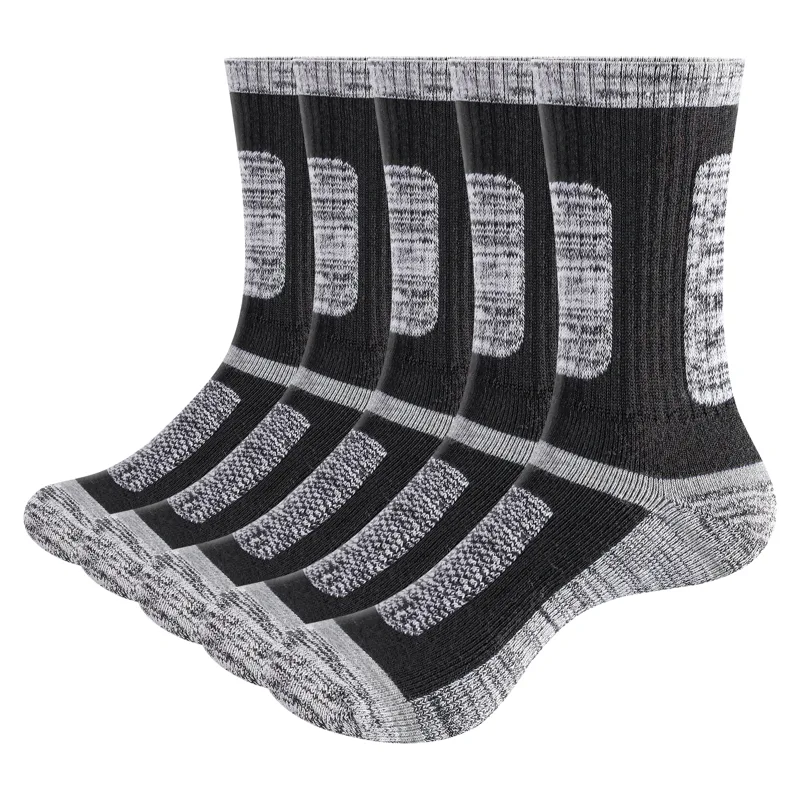 Cotton Crew Sock Pack - YUEDGE メンズ 吸湿発散性クッション付きクルーアスレチックソックス 5 ペア/パック ウォーキング