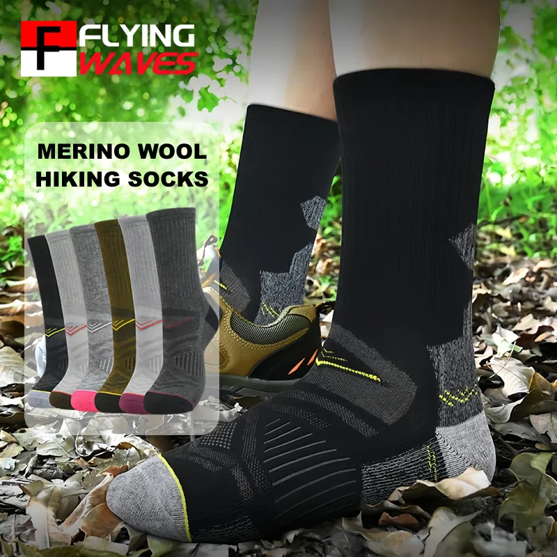 Wool Hiking Sock - アウトドアハイキングメリノウールソックス男性女性用厚いテリーソックス冬暖かいスノーソックスソフト通気性湿気速乾性