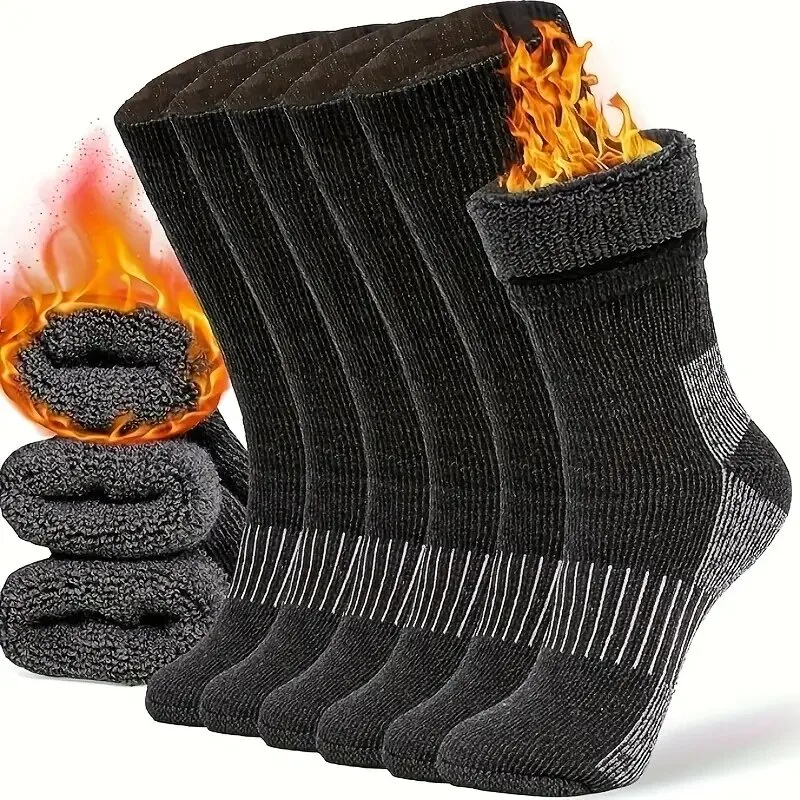 Wool Hiking Sock - メリノハイキングソックス、冬用ブーツ用暖かいクルーソックス、男女兼用、3足パック