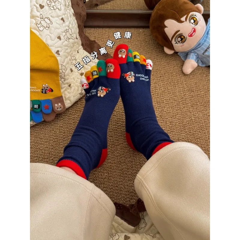 Toe Sock Split - ミディアムチューブ スプリットトゥ ラブリー 女性用 漫画風 ファイブフィンガーソックス