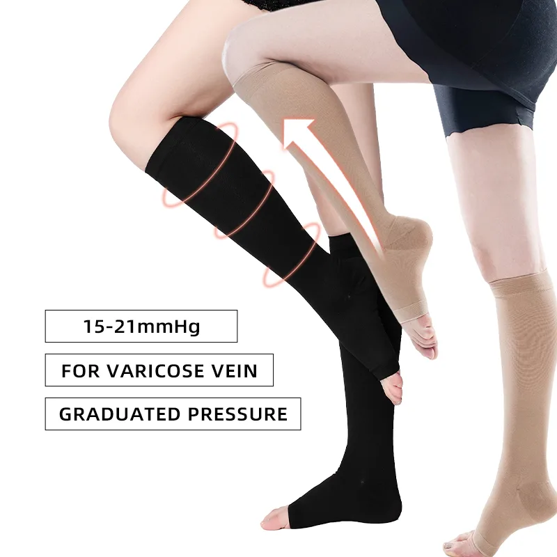 Compression Sleeve Calf - 医療用コンプレッションレッグソックス,通気性のある静脈瘤,15-21mm hg,S-5XL 2ピース/ペア