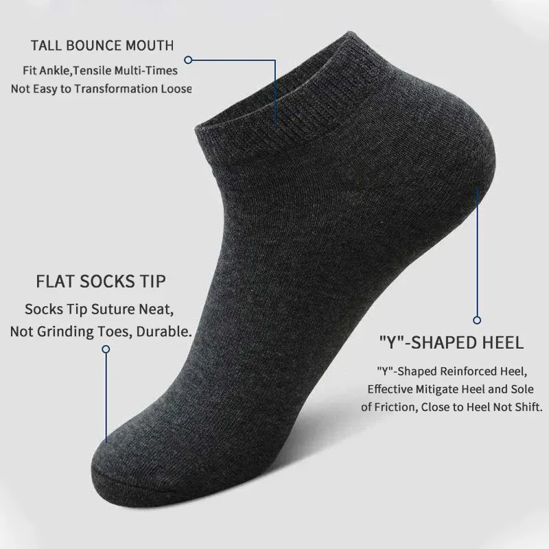 5足組 ユニセックス カジュアル 無地 ボートソックス 薄手 - Ankle Sock Low Cut のレビューと価格