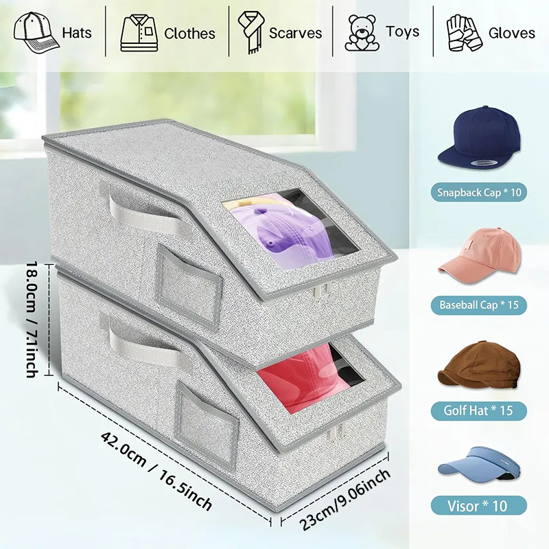 野球帽用の新しい折りたたみ式ジッパー収納ボックス 帽子 下着 - Sock Organizer Tray のレビューと価格