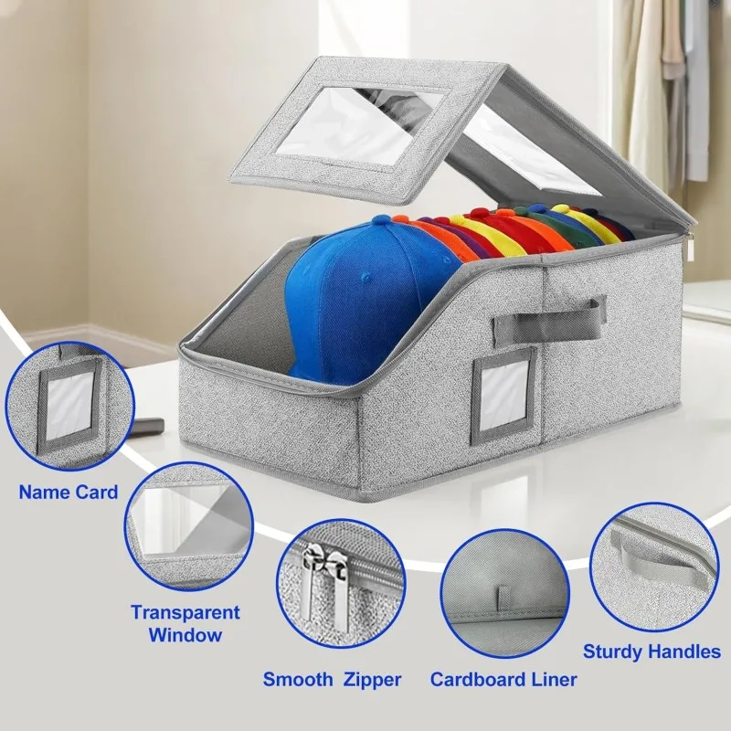 野球帽用の新しい折りたたみ式ジッパー収納ボックス 帽子 下着 - Sock Organizer Tray のレビューと価格