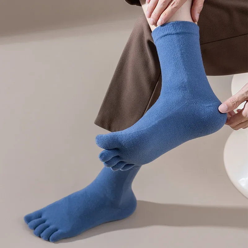 メンズウール五本指ソックスショート厚手ソリッド吸汗性ビジネス - Thermal Sock Winter のレビューと価格