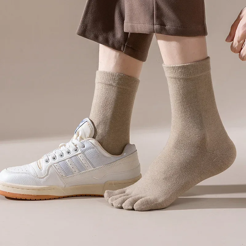 メンズウール五本指ソックスショート厚手ソリッド吸汗性ビジネス - Thermal Sock Winter のレビューと価格