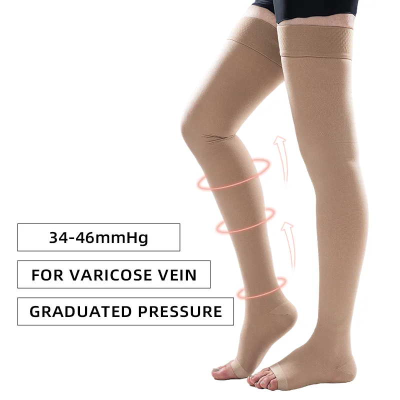 1 ペア腿の高オープントゥ医療圧縮靴下弾性日焼け止め滑り止め - Compression Sock Medical のレビューと価格