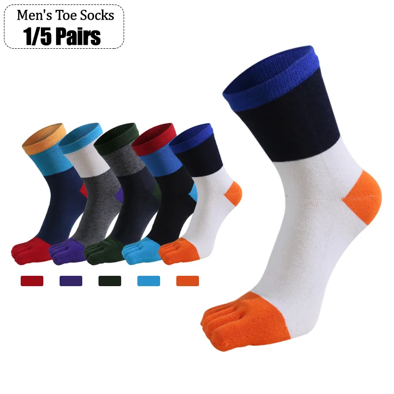 1/5ペア メンズ ファイブフィンガーソックス マルチカラー - Toe Sock Split のレビューと価格
