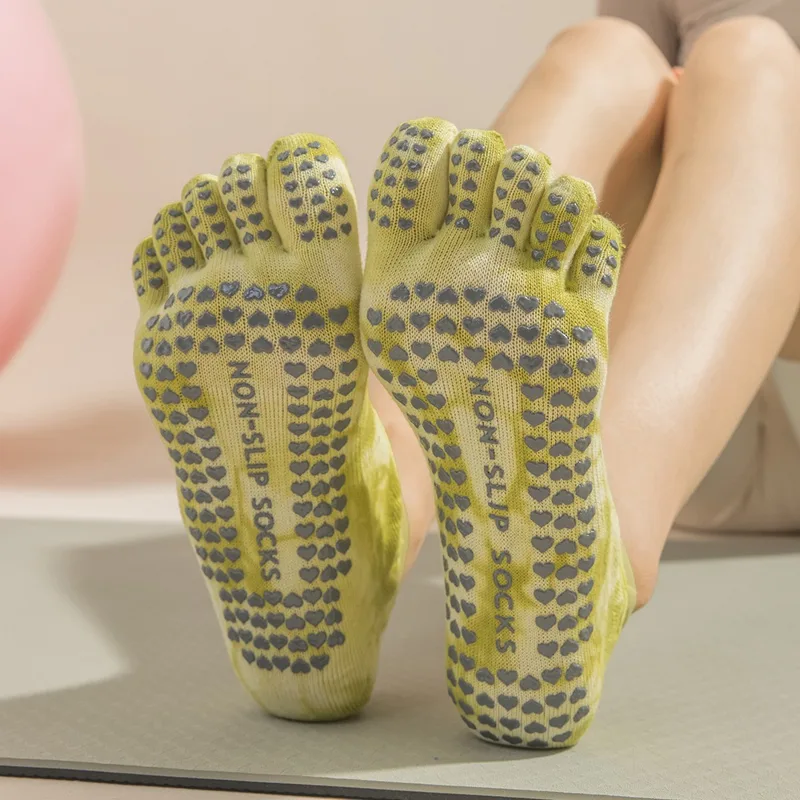 タイダイ柄の女性用5本指グリップソックス、ヨガ、ピラティス、 - Grip Sock Yoga のレビューと価格