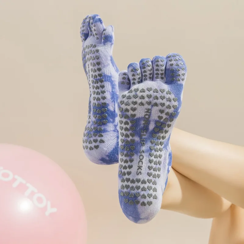 タイダイ柄の女性用5本指グリップソックス、ヨガ、ピラティス、 - Grip Sock Yoga のレビューと価格