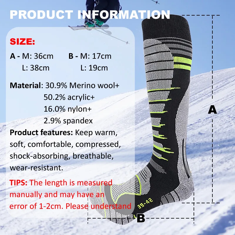 メリノウールスキーソックス寒い天候用ソックス男性女性用スノー - Thermal Sock Winter のレビューと価格