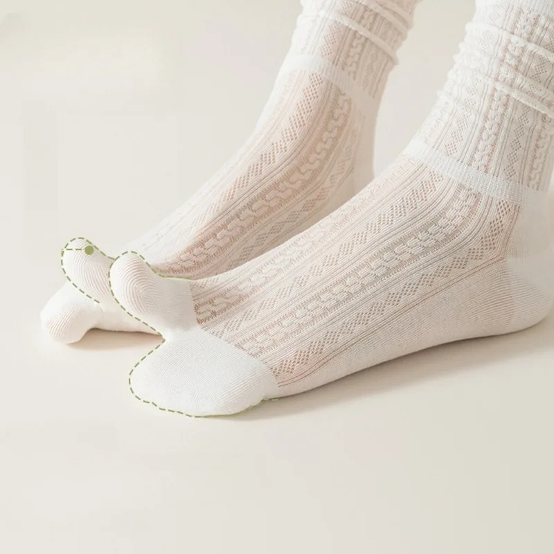 5 ペア分割つま先靴下女性綿夏メッシュ骨なし白綿の靴下通気性 - Toe Sock Split のレビューと価格