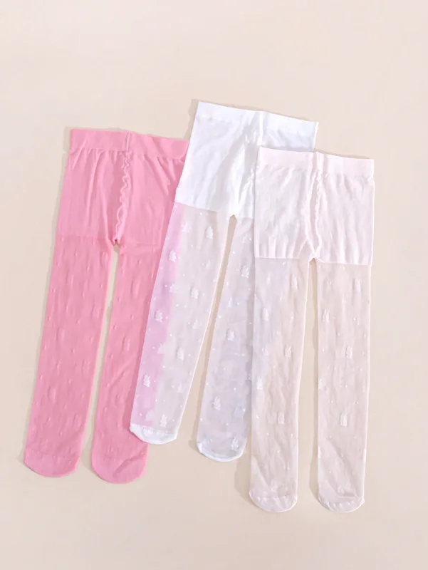 3 パック ガールズ ラビット プリント タイツ 0-14Y - Tights Pantyhose Sheer のレビューと価格